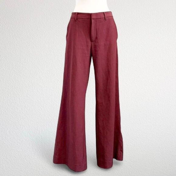 Banana Republic Pants - Banana Republic Red Brick Burgundy High Waisted Wide Leg Pants 4